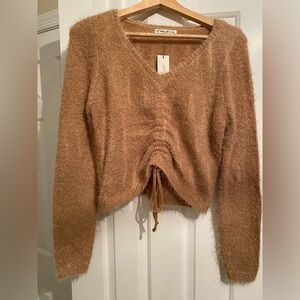 Made with Love angora style sweater. Size L. Camel color.